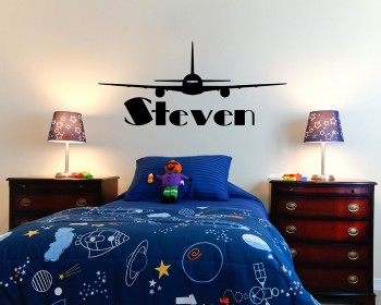 Airplane Customized Name Children Wall Decals Baby Nursery Name Wall Stickers